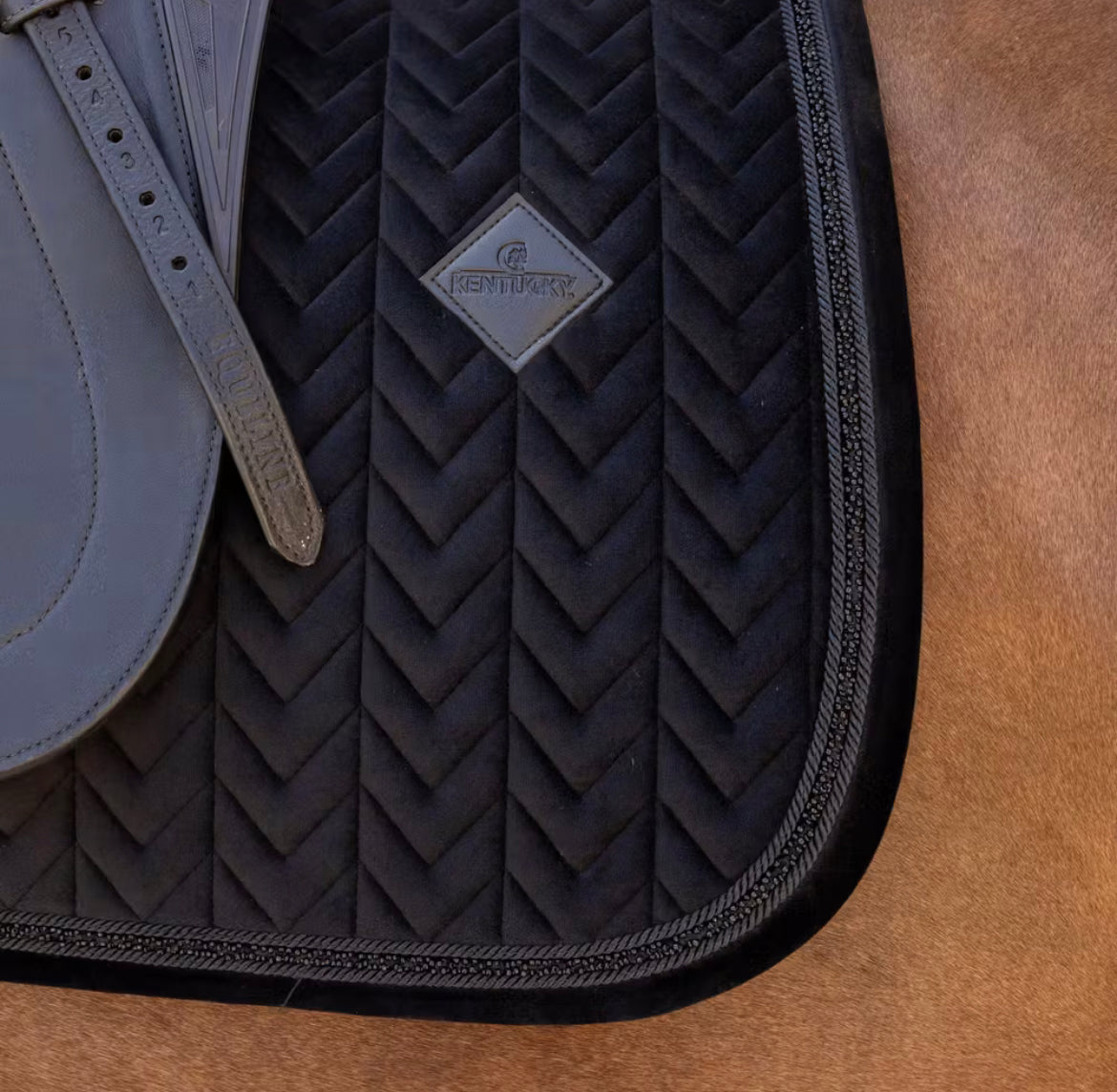 Kentucky Saddle Pad Velvet Mini Pearls Dressage - Sort -Full