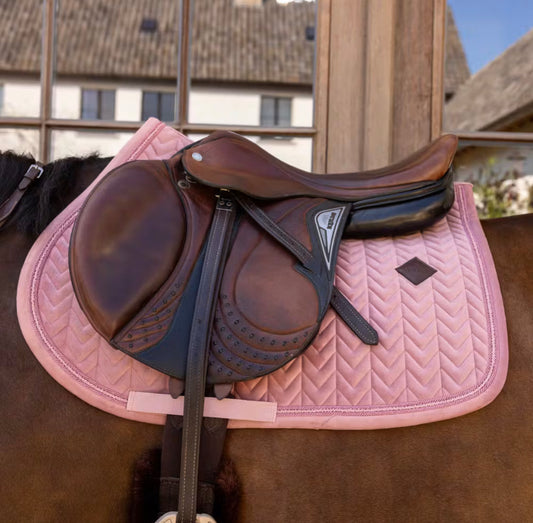 Kentucky Saddle Pad Velvet Mini Pearls Jumping - Old Rose - Full